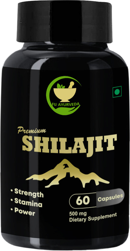 FIJ AYURVEDA Premium Shilajit/Shilajeet Capsule for Stamina & Power – 500mg 60 Capsules(500 ml)