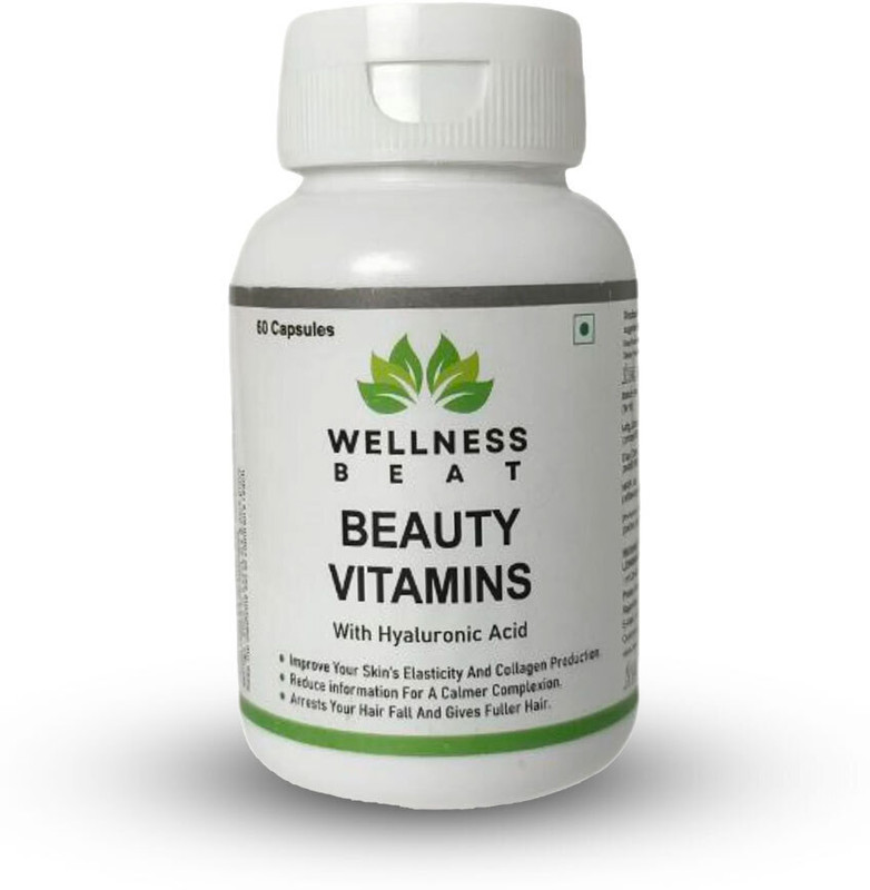 Wellness Beat Beauty Vitamins Capsules Supplement for Glowing Skin Healthy Hair Men and Women(60 Capsules)