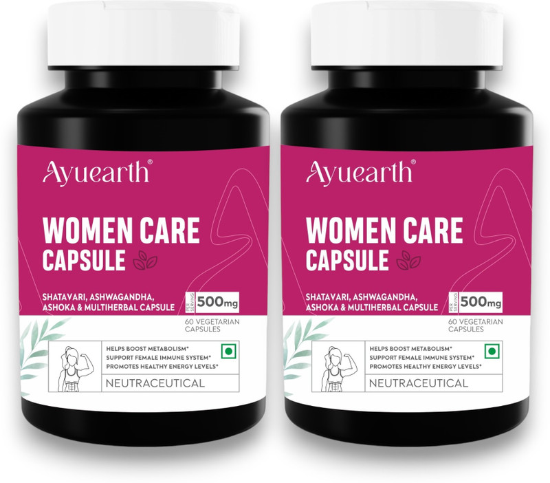 Ayuearth Women Care Capsule | Boost Energy Levels (Pack of 60CapsX2)(Pack of 2, 120 Capsules)