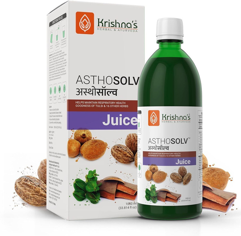 Krishna's Herbal & Ayurveda Asthosolv Juice Goodness of Tulsi and 16 Herbs, Help Maintain Respiratory Health(1000 ml)
