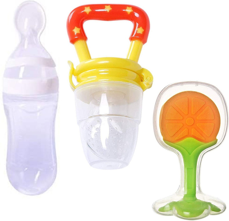 Smily kid Baby Fruit Nibbler Soother & Silicone Teether (Combo Pack)  - Silicone(White)