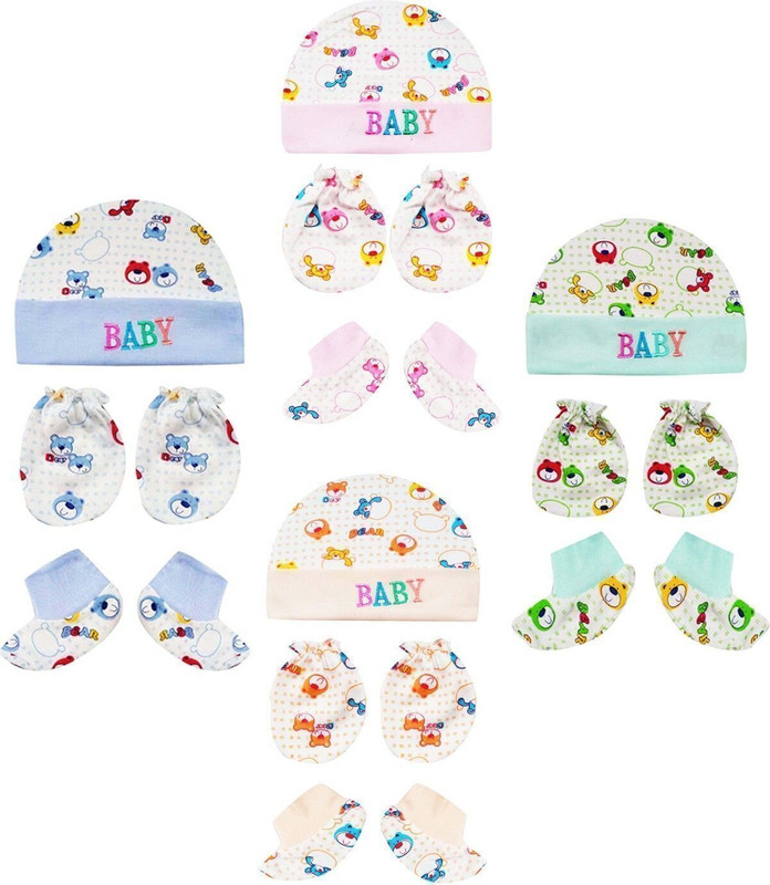 twotogether Baby Boys & Baby Girls Casual Cap Mitten, Bootie(multicolour bear print)