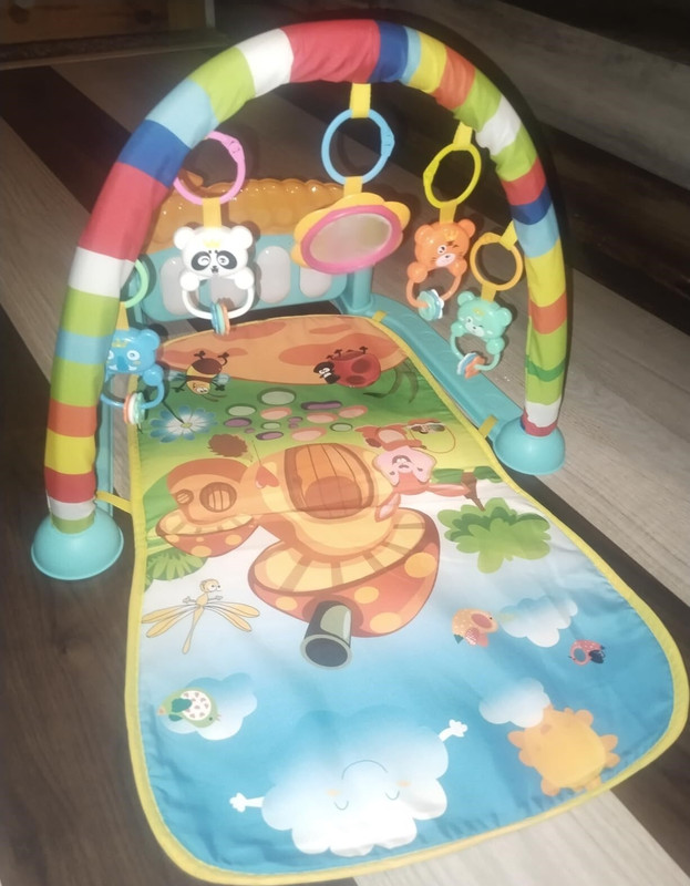 Nafhotoz BPA-Free Baby Gym Mat with Music and Colorful Animal Print Toys(Multicolor)