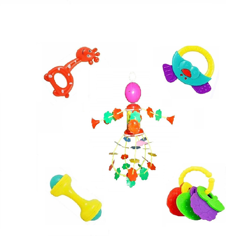 PRV TOYS Rattles for Little Babies 4 Cute Toys with Musical Merry Go Round Toy Rattle Rattle(Multicolor)