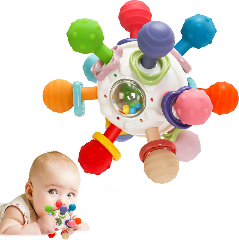 S TOYS HOUSE Food Grade Silicone Baby Teether Grasp Ball Teether(White)