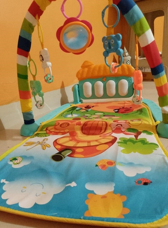 Nafhotoz Baby Mat with Cushioned Base, Hanging Rattles & Kickable Piano(Multicolor)