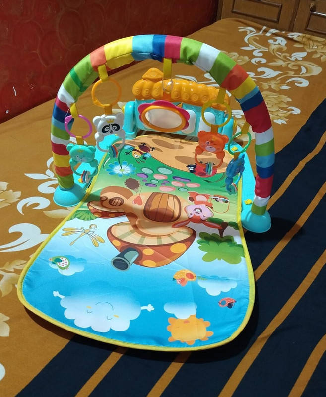 BHVMEY Baby Piano Gym Mat with Hanging Toys & Music(Multicolor)