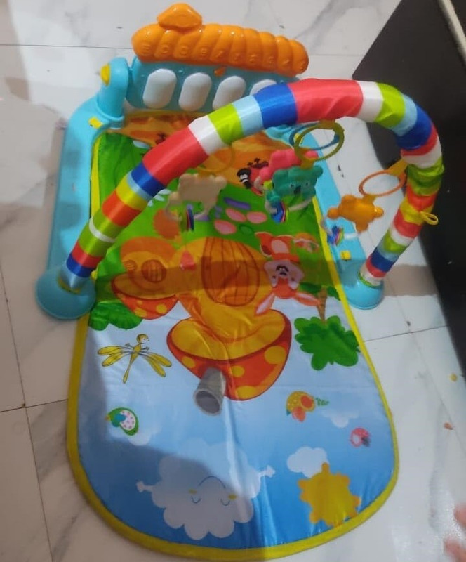 Ruffo Soft Kick Piano Mat with Hanging Animal Toys – Baby Gym for 0-12 Months(Multicolor)
