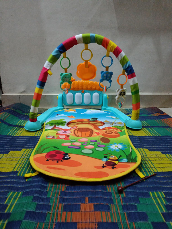 BHVMEY Durable Baby Play Gym Mat with Animal Prints and Light-Up Piano(Multicolor)