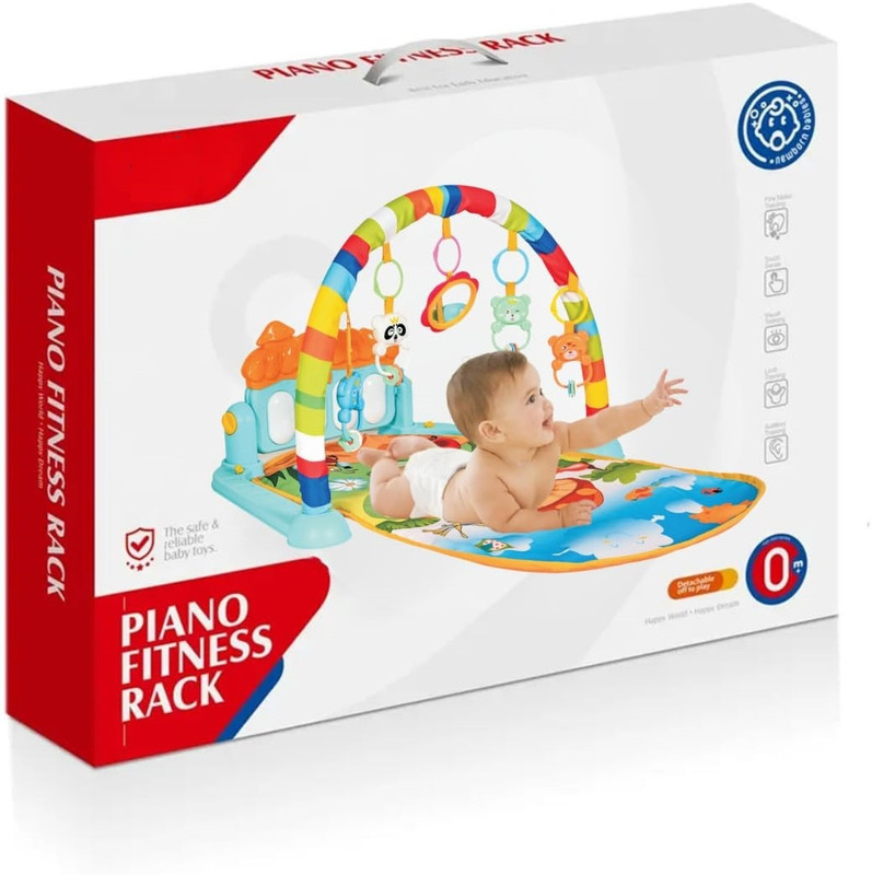 Nafhotoz Baby Play Mat with Detachable Toy Bar, Rattles & Piano Music(Multicolor)