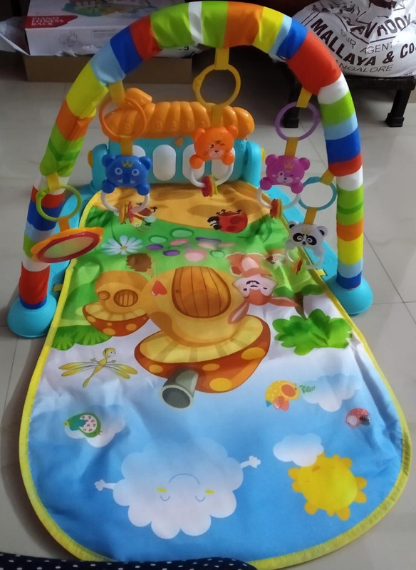 BHVMEY Infant Kick Piano Gym Mat with Colorful Toy Arch and Learning Sounds(Multicolor)