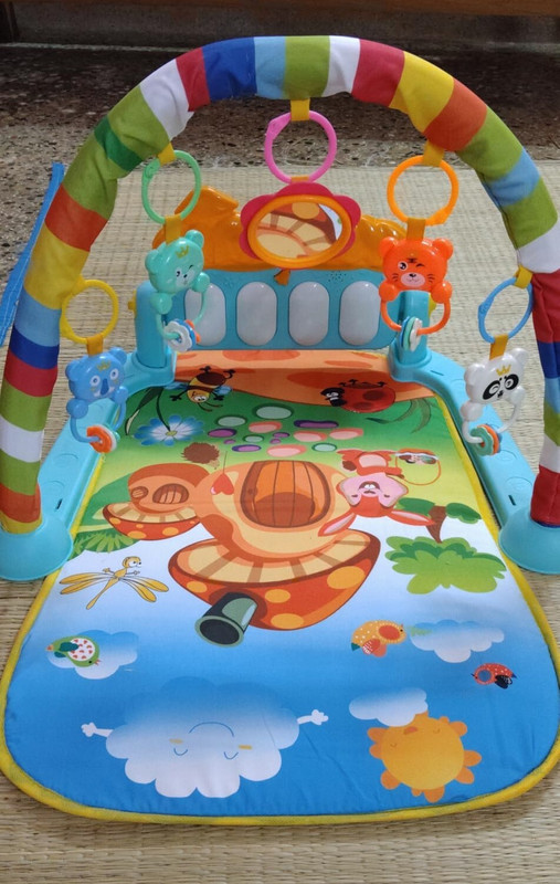 Ruffo 5-in-1 Musical Baby Gym Mat with Lights, Piano, and Hanging Rattles(Multicolor)