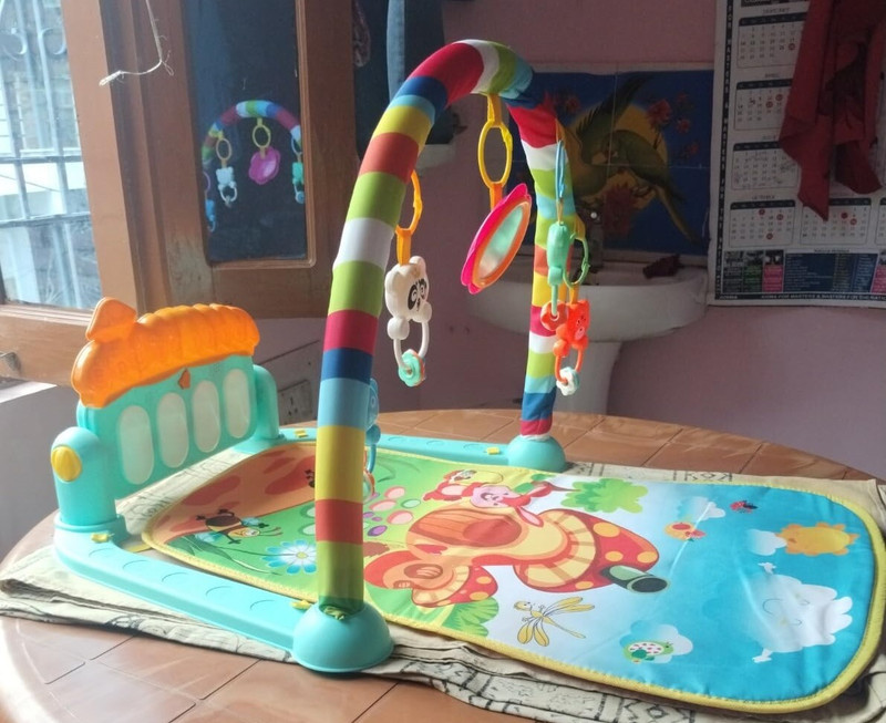Nafhotoz Colorful Jungle-Themed Baby Gym with Music and Hanging Toys(Multicolor)