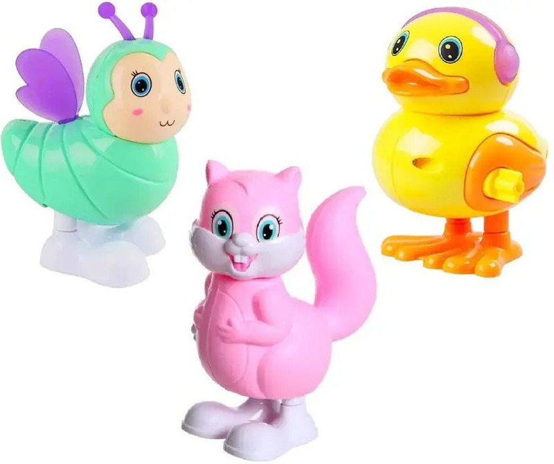 ZUNBELLA 3 Pcs Jumping Rabbit,Bird & Squirrel Wind Up Key Operated Moving Toy for Kids Rattle(Multicolor)