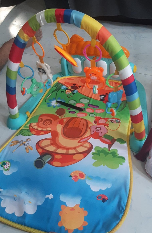 BHVMEY Lightweight Baby Gym with Easy-to-Clean Play Mat & Soft Toys(Multicolor)