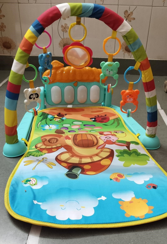 Nafhotoz Interactive Gym Mat for Babies with Music Piano and Hanging Toys(Multicolor)