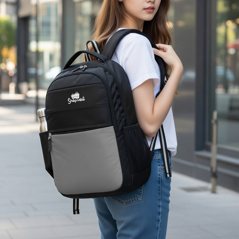 Shopivate TrendX Solid Backpack 35 L Backpack(Black, Grey)
