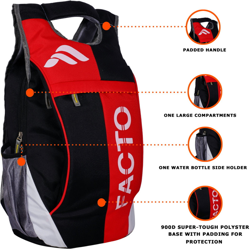 facto stylish Backpack Boys Girls/Office /College/Travel Waterproof School Bag Laptop Waterproof Backpack(Red, Black, 25 L)