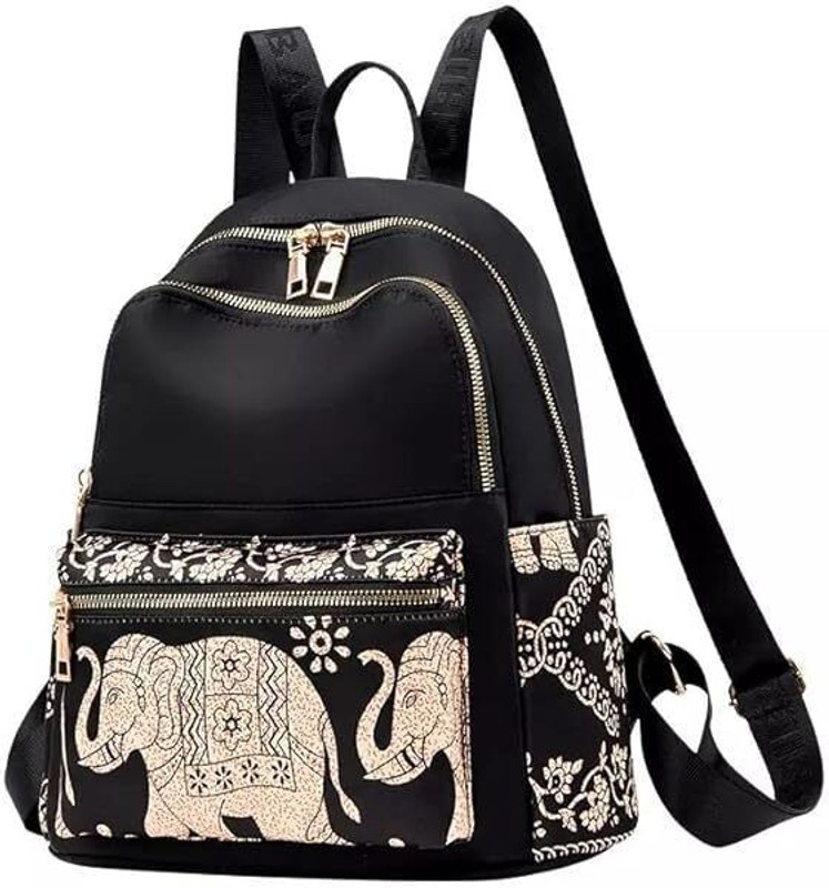 RAYVER CREATION Elephant Design Stylish Travel Backpack for Women Girls College & Office 25 L Backpack(Black)