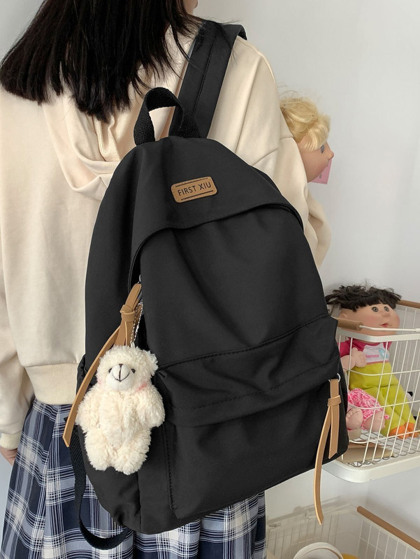SAVIE Canvas 15L Backpack For Girls Without Teddy 15 L Laptop Backpack(Black)