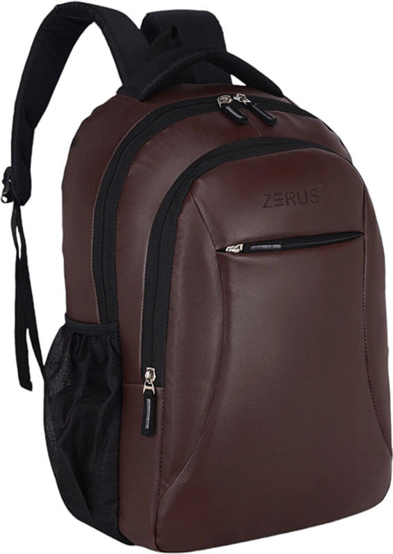 ZERUS Pu Leather School Bag Black with 3 Compartment Bag for Men Women Boys & Girls 30 L Trolley Laptop Backpack(Black)