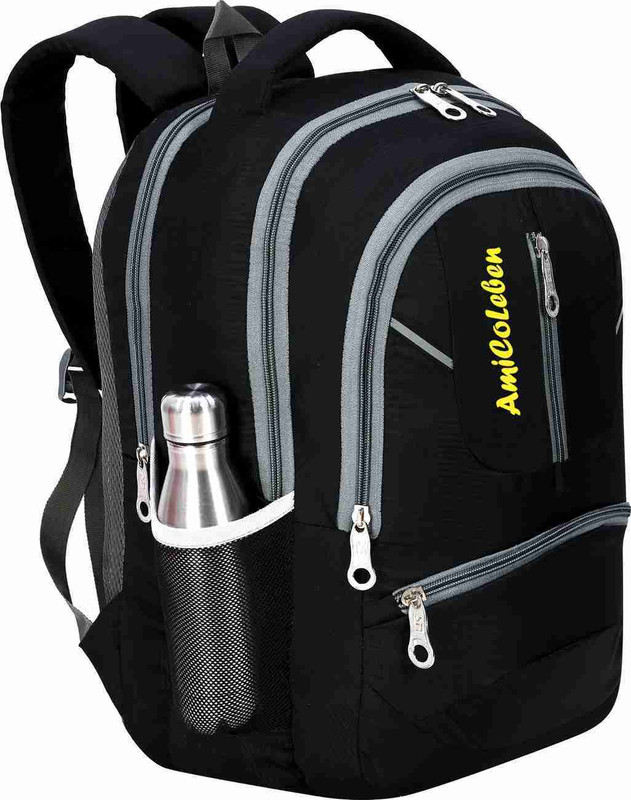 Amicoleben Stylish Water-Resistant Fabric for Everyday Use at School, College, and Office 30 L Backpack(Black)