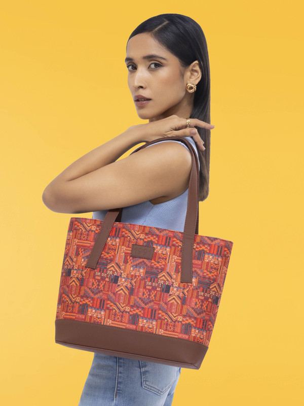 1991 by Zouk Mithila Reverie Classic Tote Bag-FK Messenger Bag(Orange, Red, 6.7 L)