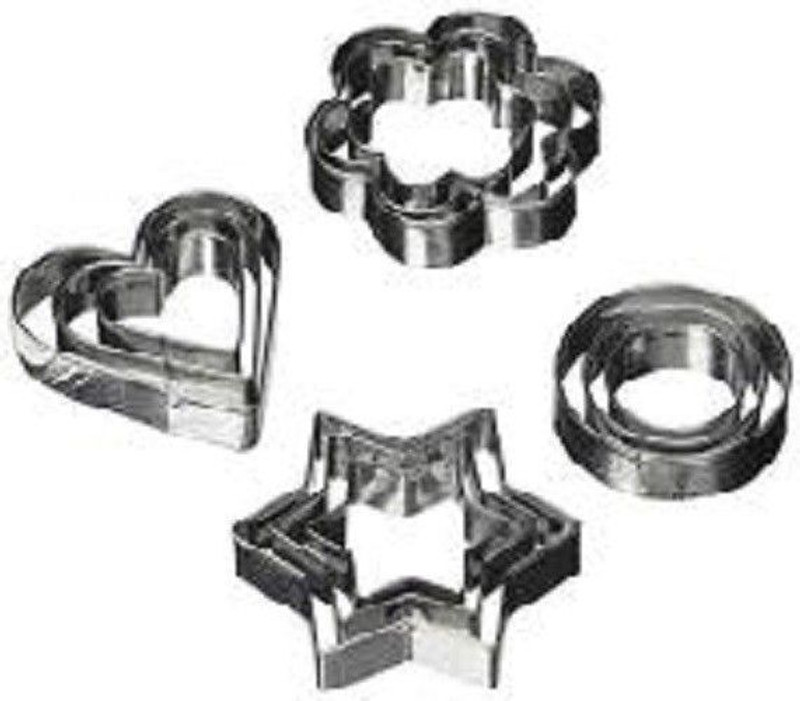 SANDIP Cookie Cutter 12Pcs/Set Pastry Fruit Molds Stainless Steel Heart Flower Round Star Biscuit Mould Fondant Cutting Cutters Cookie Cutter (Pack of 12) Cookie Cutter(Pack of 12)