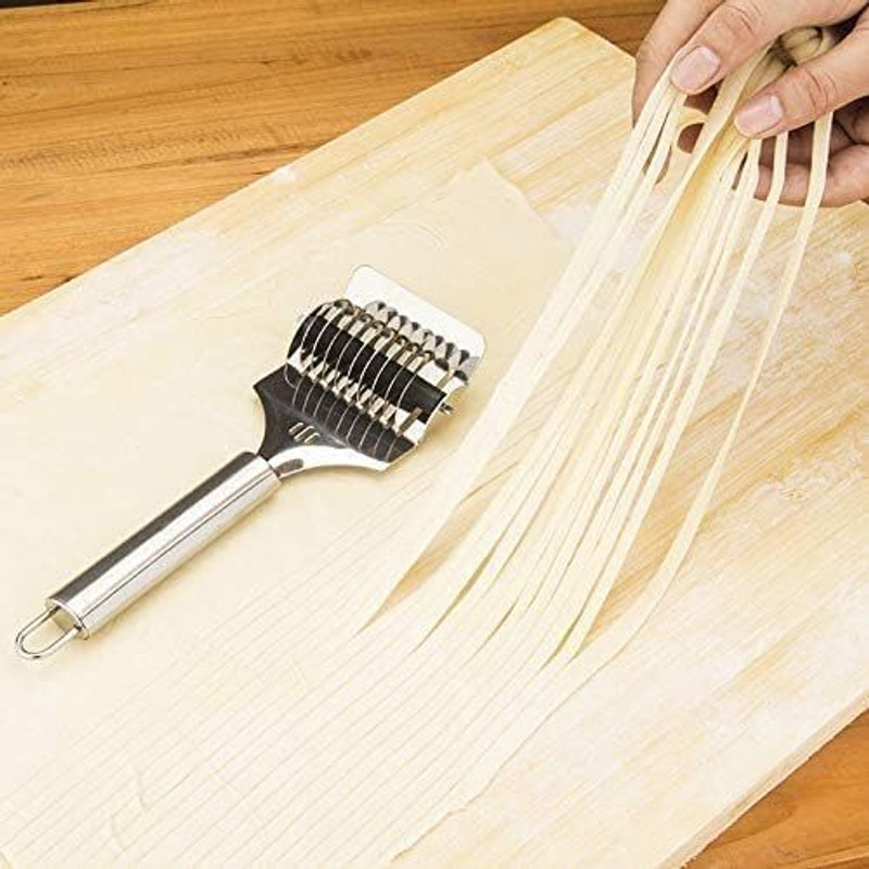 EXCECAR 9-Wheel Stainless Steel Dough Cutter – Pasta Roller Cutter for Homemade Noodles Pastry Cutter