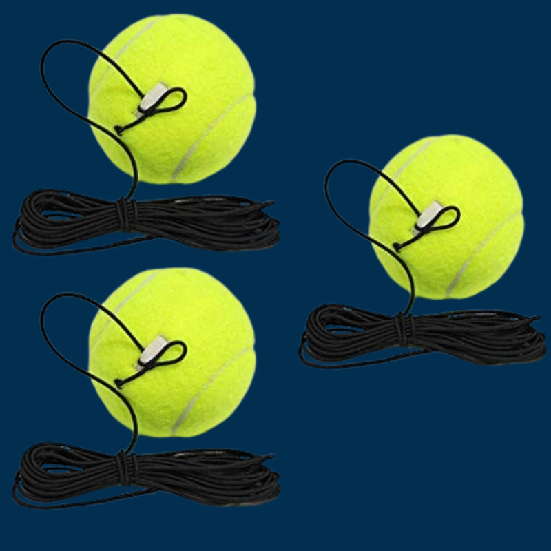 Prifremi Flexible Nylon String Tennis Rebound Ball Tennis Ball(Kids, Pack of 3, Green)
