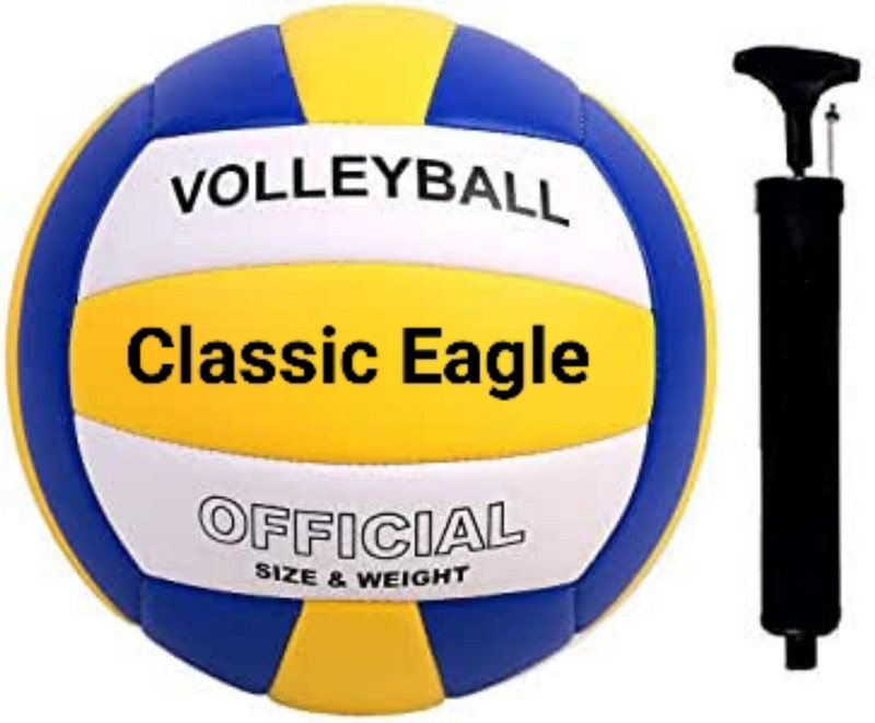 Owlix Classic Eagle Soft Synthetic Rubber Volleyball Size-4 with Air pump (Pack of 1) Volleyball - Size: 4(Standard, Pack of 1, Multicolor)