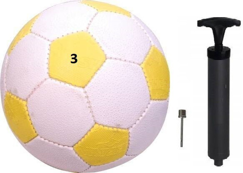 Fitdex Rugby Football White&Yellow+ Air Pump, Football - Size: 3(Kids, Pack of 1)