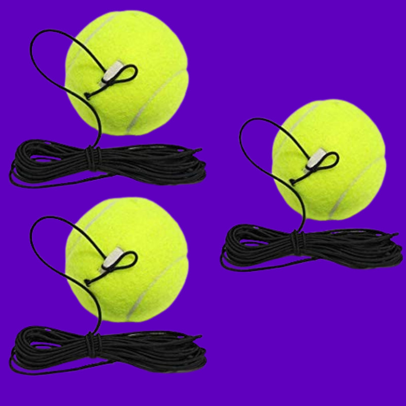 LILABA Premium Rebound Tennis Trainer with Elastic Cord Tennis Ball(Kids, Pack of 3, Green)