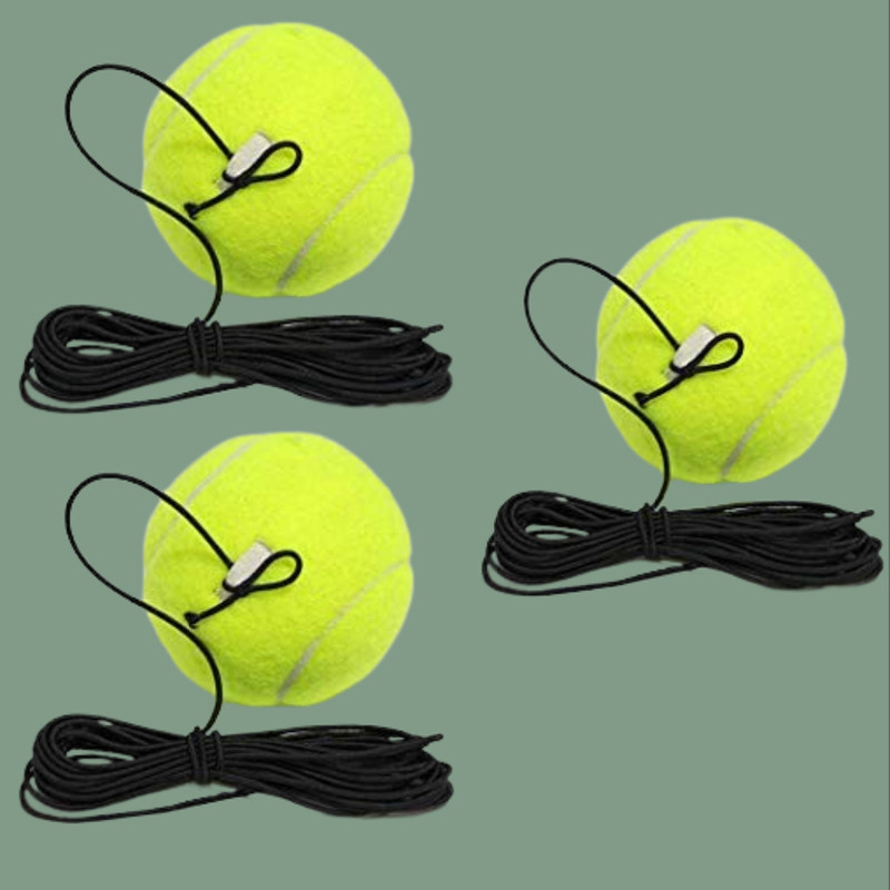 LILABA Multi Practice Tennis Trainer Ball with Stretch Rope Tennis Ball(Kids, Pack of 3, Green)