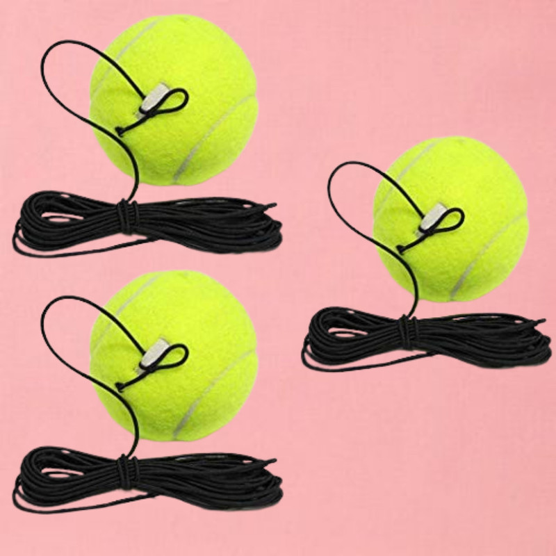 LILABA Heavy Elastic Cord Tennis Training Ball Tennis Ball(Kids, Pack of 3, Green)