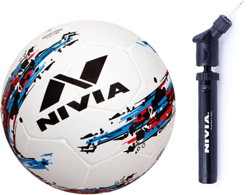 NIVIA COMBO FB-354, Storm White FOOTBALL + BP-213 AIR PUMP.. Football - Size: 5(Standard, Pack of 2)