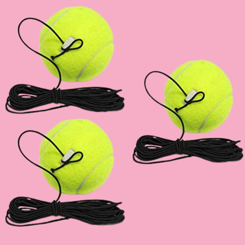 Prifremi Solo Court Tennis Practice Ball with String Tennis Ball(Kids, Pack of 3, Green)