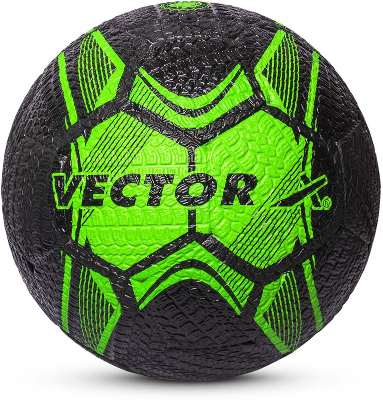 VECTOR X Street Soccer 32 Panel Rubber Moulded+ Butyl Bladder For hard ground 12+ age Football - Size: 5(Standard, Pack of 1, Green, Black)