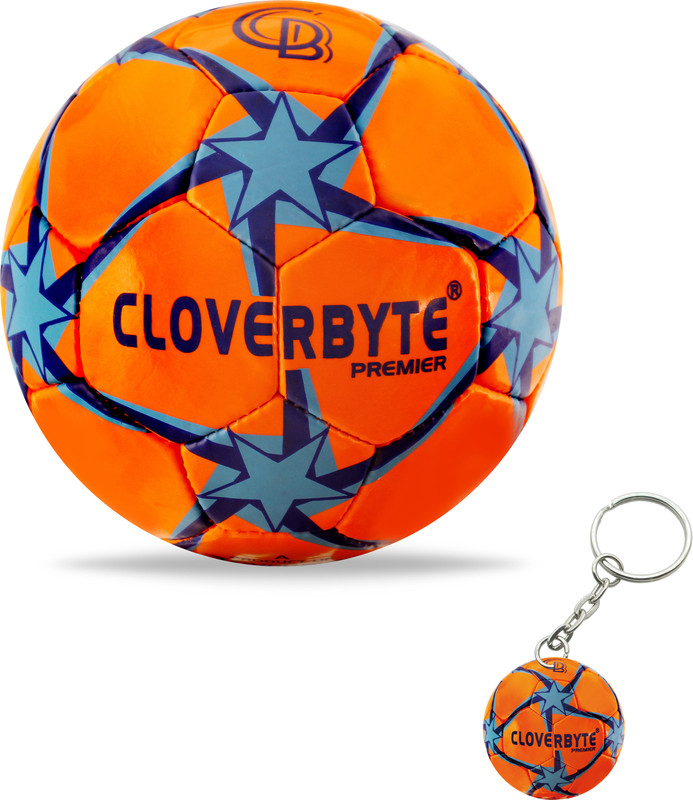 CLOVERBYTE Premier Orange Football 5 No. & Double Side Keyring Football - Size: 5(Standard, Pack of 1)