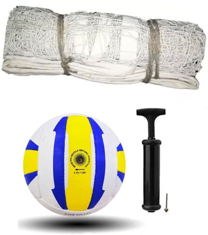 YMD Premium Volleball With Pump And Cotton Volleyball Net_Ymm Volleyball - Size: 4(Standard, Pack of 1, Multicolor)