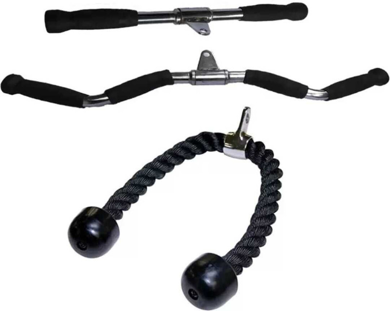 gamers hub Heavy Luxery FW Trio Combo With Triceps Rope , ZZ Bar & Triceps Handle Multi-training Bar(Black, Silver)