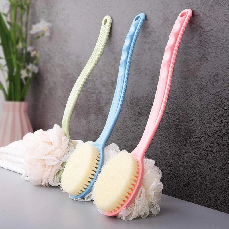 DR.GADGET 2 IN 1 Body Brush Back Scrubber for Shower Bath Back Scrubber with Soft Loofah