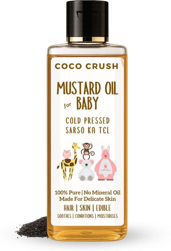 COCO CRUSH Cold Pressed Mustard Oil for Babies – Pure & Safe Hair and Body Massage Oil(50 ml)