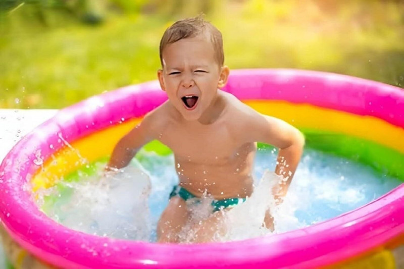 bazler INFLATABLE AUNSET GLOW ROUND COLOURFUL RING BABY POOL(Multicolor)