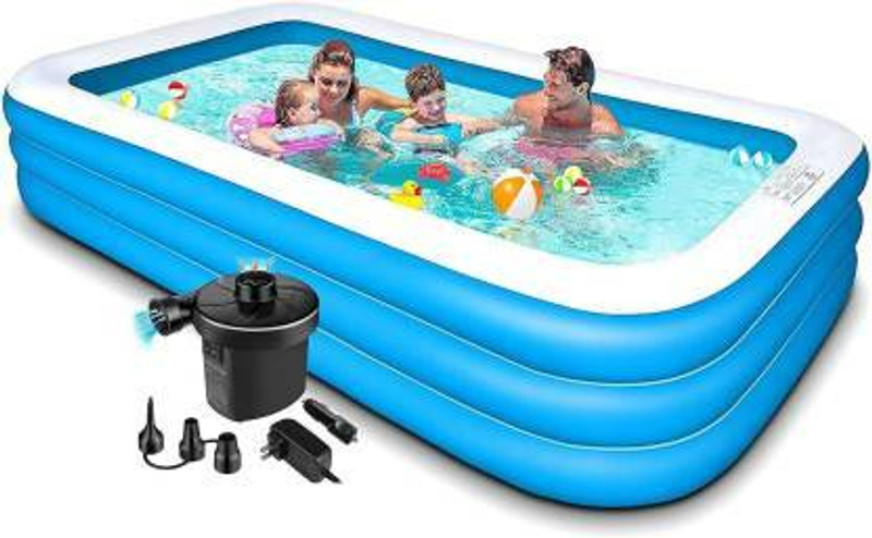 Kreative Marche Full-Sized Thickened Inflatable Swimming Pool, 10-Foot (Blue) Inflatable Swimming Pool(Blue)