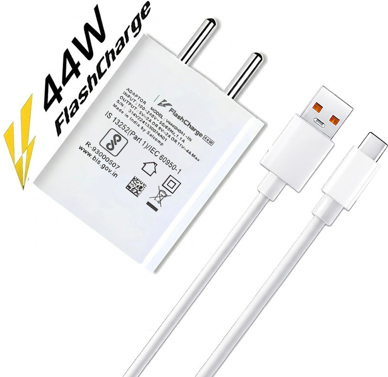 FAHIG 44 W Qualcomm 3.0 5 A Wall Charger for Mobile with Detachable Cable(White Z6/Z6Lite/T1/Neo6/Z7/Z7Pro/V23Pro/V25/V25e/V25Pro/V26 /V27/Y35/Y73/V21, Cable Included)