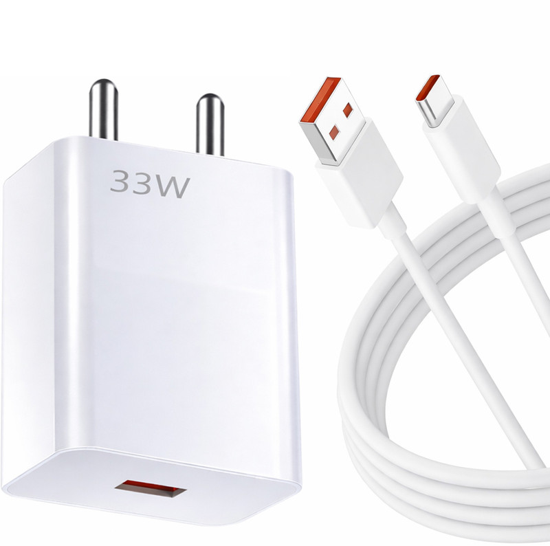 Hespa 33 W SonicCharge 3 A Wall Charger for Mobile with Detachable Cable(Compatible with Mi |Redmi |Poco & All Type-C Series |BIS Certified, Cable Included)