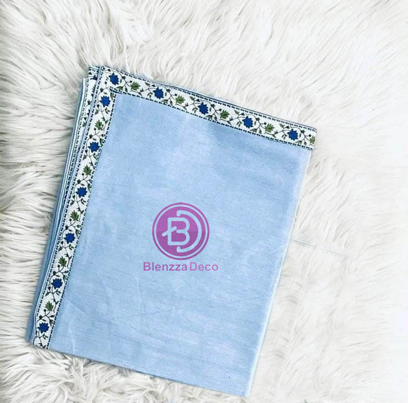 BLENZZA DECO Cotton Single Flat 180 TC Self Design 1 Bedsheet with 2 Pillow Covers(Light Blue)