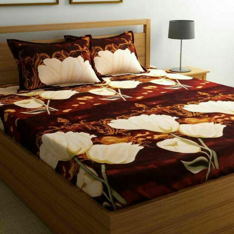 Makhija Polycotton Double Flat 10 TC Self Design 1 Bedsheet with 2 Pillow Covers(Maroon)