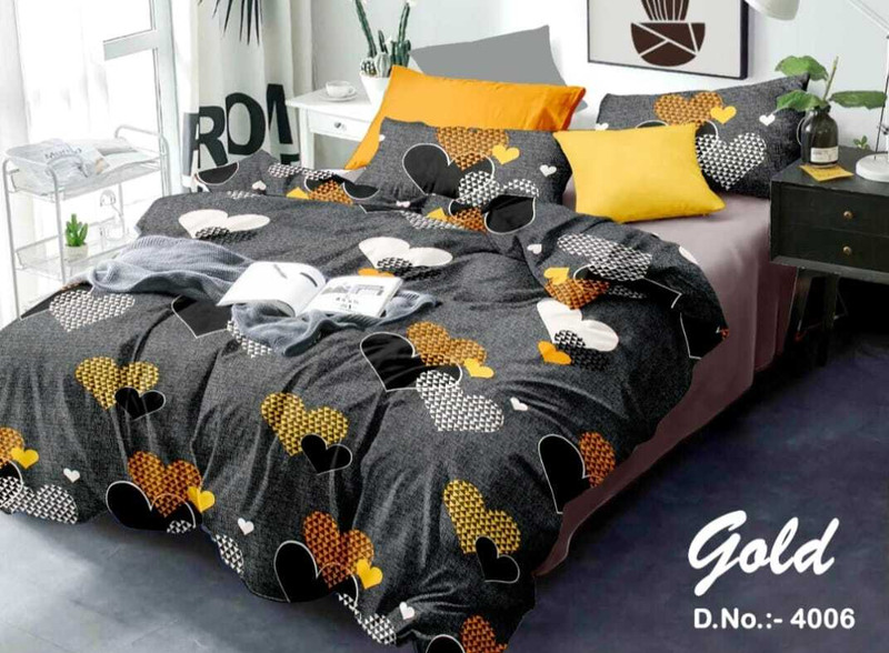 YASHI DÉCOR Cotton Double Bedsheet(Pack of 1, BLACK GREY)